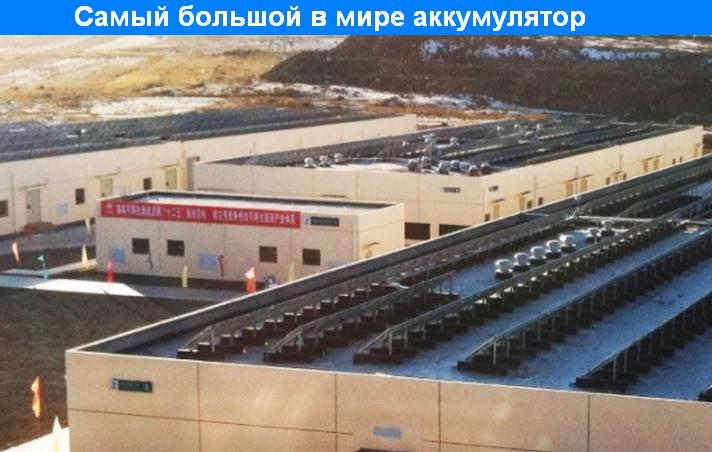 Самый большой в мире аккумулятор находится в Китае